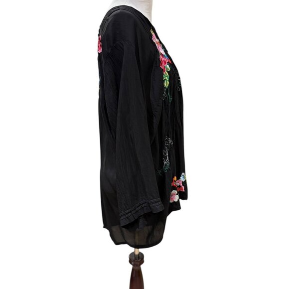 Johnny Was Multicolored Embroidered Tunic Black Size 2X - Picture 9 of 14